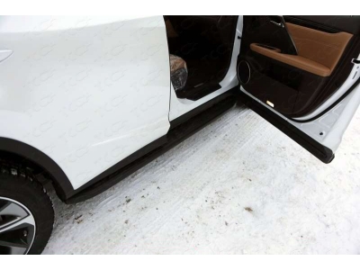 Пороги алюминиевые ТСС с накладкой чёрные для Lexus RX-200t/350/450h № LEXRX200t15-10BL