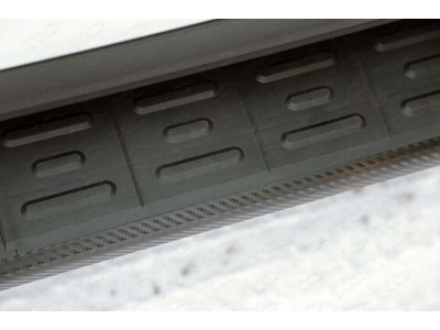 Пороги алюминиевые ТСС с накладкой чёрные для Lexus RX-200t/350/450h 2015-2021