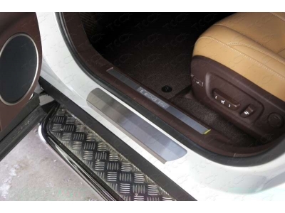 Пороги с площадкой алюминиевый лист 42 мм ТСС для Lexus RX-200t/350/450h 2015-2021