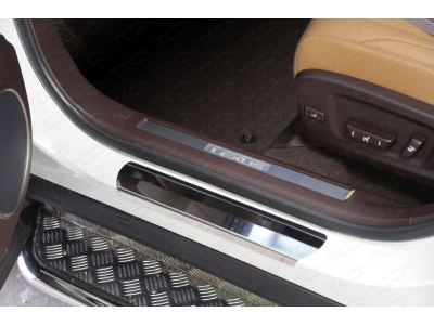 Пороги с площадкой алюминиевый лист 42 мм ТСС для Lexus RX-200t/350/450h 2015-2021