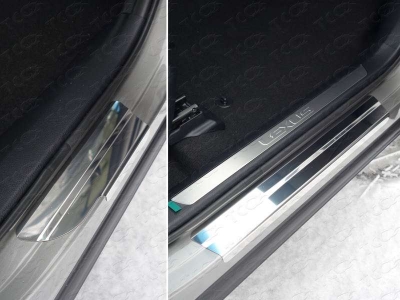 Накладки на пороги зеркальный лист ТСС для Lexus NX-300h 2014-2017