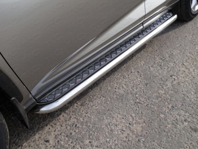 Пороги с площадкой алюминиевый лист 60 мм для Lexus NX № LEXNX17-10