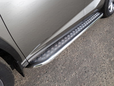 Пороги с площадкой алюминиевый лист 75х42 мм для Lexus NX № LEXNX17-12