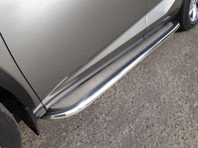 Пороги с площадкой нержавеющий лист 75х42 мм для Lexus NX № LEXNX17-13