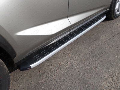 Пороги алюминиевые ТСС с накладкой для Lexus NX № LEXNX17-17AL