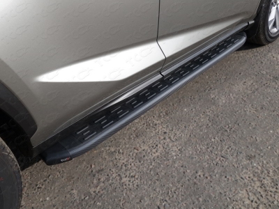 Пороги алюминиевые ТСС с накладкой чёрные для Lexus NX № LEXNX17-17BL