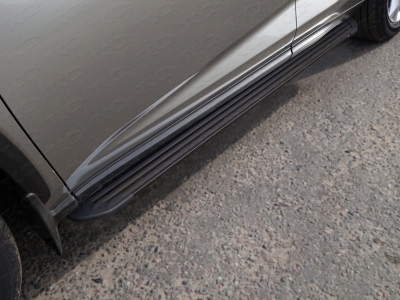 Пороги алюминиевые Slim Line Black ТСС для Lexus NX 2017-2021