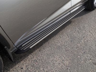 Пороги алюминиевые Slim Line Silver для Lexus NX № LEXNX17-18S