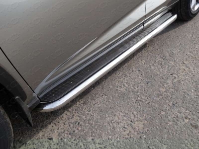 Пороги с площадкой нержавеющий лист 60 мм ТСС для Lexus NX-200 2014-2017