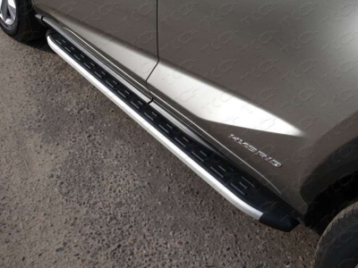 Пороги алюминиевые ТСС с накладкой для Lexus NX-200 № LEXNX20014-19AL