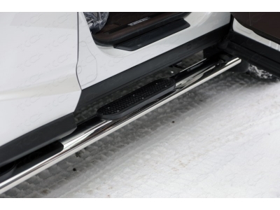Пороги овальные с накладками 120х60 мм ТСС для Lexus RX F-Sport 2015-2021