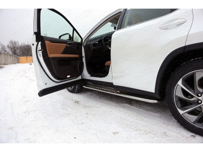 Пороги с площадкой алюминиевый лист 42 мм для Lexus RX F-Sport № LEXRX200tFS15-04