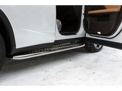 Пороги с площадкой алюминиевый лист 60 мм ТСС для Lexus RX F-Sport 2015-2021