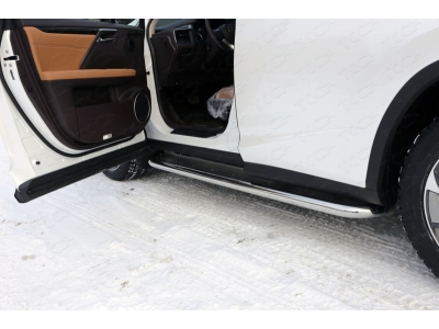 Пороги с площадкой нержавеющий 60 мм для Lexus RX F-Sport № LEXRX200tFS15-07