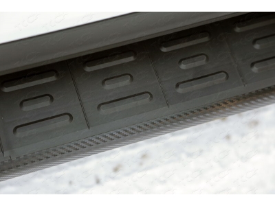 Пороги алюминиевые ТСС с накладкой черные для Lexus RX F-Sport 2015-2021