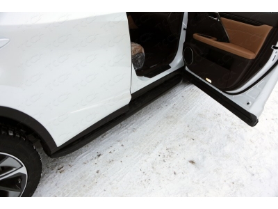 Пороги алюминиевые ТСС с накладкой черные для Lexus RX F-Sport № LEXRX200tFS15-08BL