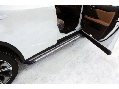 Пороги алюминиевые Slim Line Silver ТСС для Lexus RX F-Sport 2015-2021
