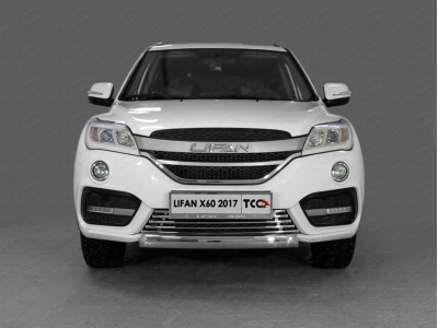 Защита переднего бампера овальная 75х42 мм ТСС для Lifan X60 2016-2021