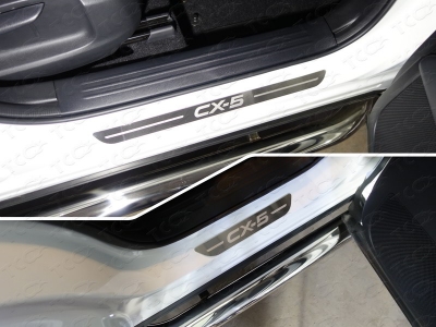 Накладки на пороги шлифованный лист надпись CX-5 4 штуки для Mazda CX-5 № MAZCX517-04