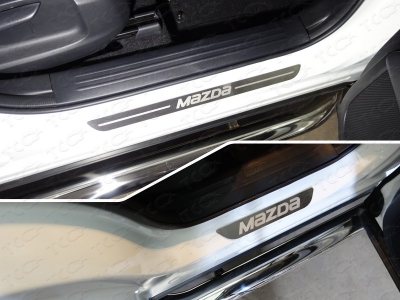 Накладки на пороги шлифованный лист надпись Mazda 4 штуки для Mazda CX-5 № MAZCX517-06