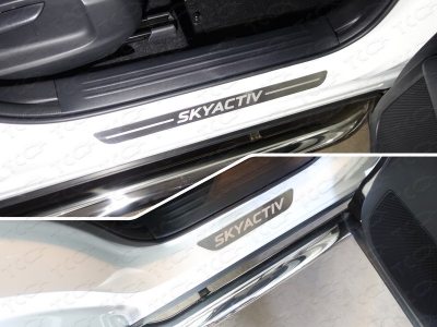 Накладки на пороги шлифованный лист надпись Skyactiv 4 штуки для Mazda CX-5 № MAZCX517-08