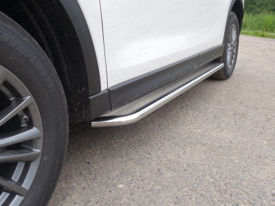 Пороги с площадкой нержавеющий лист 60 мм для Mazda CX-5 № MAZCX517-22