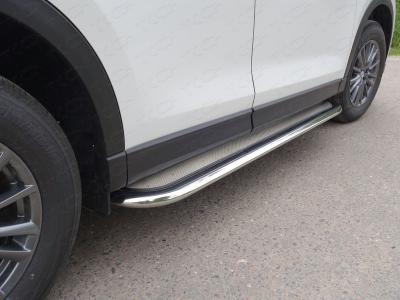 Пороги с площадкой нержавеющий лист 75х42 мм для Mazda CX-5 № MAZCX517-24