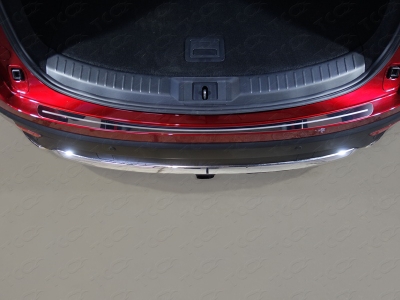Накладка на задний бампер лист зеркальный с полосой для Mazda CX-9 № MAZCX917-07