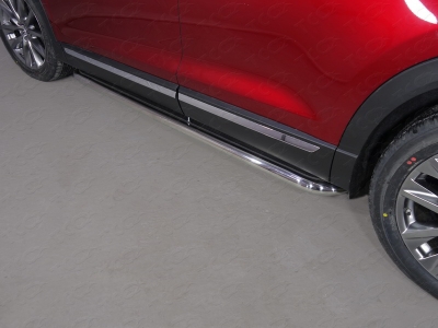 Пороги с площадкой нержавеющий лист 60 мм для Mazda CX-9 № MAZCX917-20