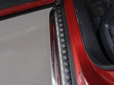 Пороги с площадкой алюминиевый лист овальные 75х42 мм ТСС для Mazda CX-9 2017-2021