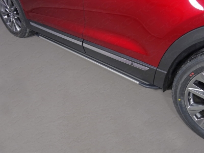 Пороги алюминиевые Slim Line Silver для Mazda CX-9 № MAZCX917-24S