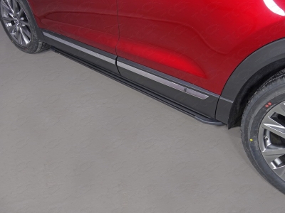 Пороги алюминиевые Slim Line Black для Mazda CX-9 № MAZCX917-24B