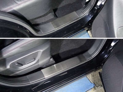 Накладки на пластиковые пороги лист шлифованный ТСС для Mazda CX-5 2015-2021