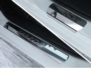 Накладки на пороги зеркальный лист надпись Mazda для Mazda 6 № MAZ615-05