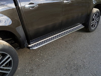 Пороги с площадкой алюминиевый лист 42 мм для Mercedes-Benz X-Class 2018-2021
