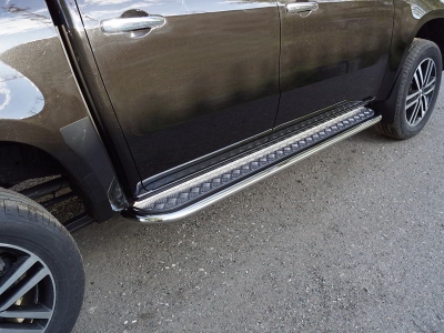 Пороги с площадкой алюминиевый лист 75х42 мм для Mercedes-Benz X-Class № MERXCL18-15