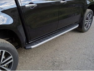 Пороги алюминиевые ТСС с накладкой серебристые для Mercedes-Benz X-Class № MERXCL18-17SL