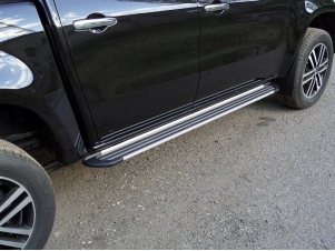 Пороги алюминиевые Slim Line Silver для Mercedes-Benz X-Class № MERXCL18-18S