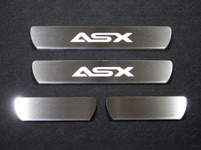 Накладки на пороги лист шлифованный надпись ASX 4 шт ТСС для Mitsubishi ASX 2017-2021