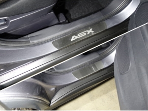 Накладки на пороги лист шлифованный надпись ASX 4 шт для Mitsubishi ASX № MITSASX17-04