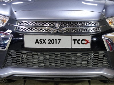 Накладка решетки радиатора верхняя лист, комплект 4 шт ТСС для Mitsubishi ASX 2017-2019