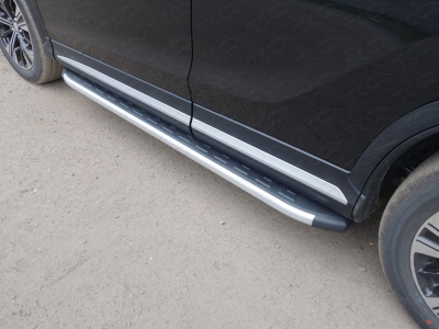 Пороги алюминиевые с накладкой ТСС для Mitsubishi Eclipse Cross № MITECLCR18-26AL