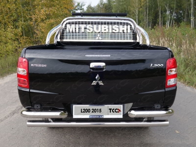 Защита кузова и заднего стекла со светодиодной фарой 75х42 мм ТСС для Mitsubishi L200 2015-2019
