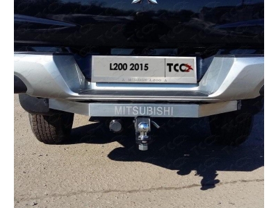 Фаркоп оцинкованный ТСС усиленный с надписью Mitsubishi, шар E нержавеющий для Mitsubishi L200 2015-2019