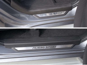 Накладки на пороги вставка лист шлифованный надпись Pajero Sport для Mitsubishi Pajero Sport № MITPASPOR16-12
