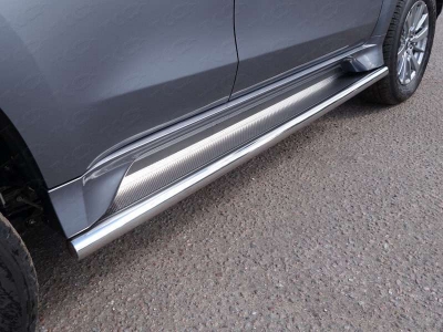 Пороги с площадкой нержавеющий лист 60 мм ТСС для Mitsubishi Pajero Sport 2016-2020