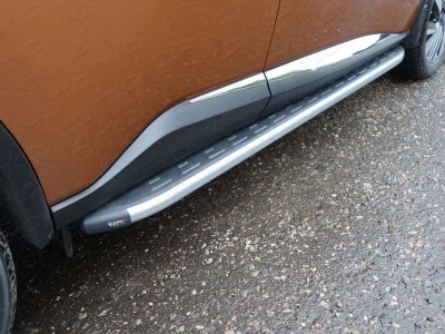 Пороги алюминиевые ТСС с накладкой серебристые для Nissan Murano № NISMUR16-19SL