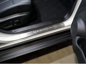 Накладки на пороги шлифованный лист надпись Qashqai 4 штуки для Nissan Qashqai № NISQASH19-08