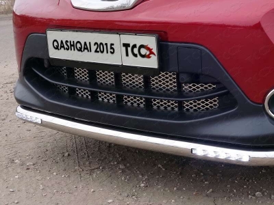Защита переднего бампера с ДХО 60 мм ТСС для Nissan Qashqai (СПБ) 2015-2019
