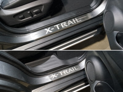 Накладки на пороги шлифованный лист надпись X-Trail 4 штуки для Nissan X-Trail T32 № NISXTR18-03